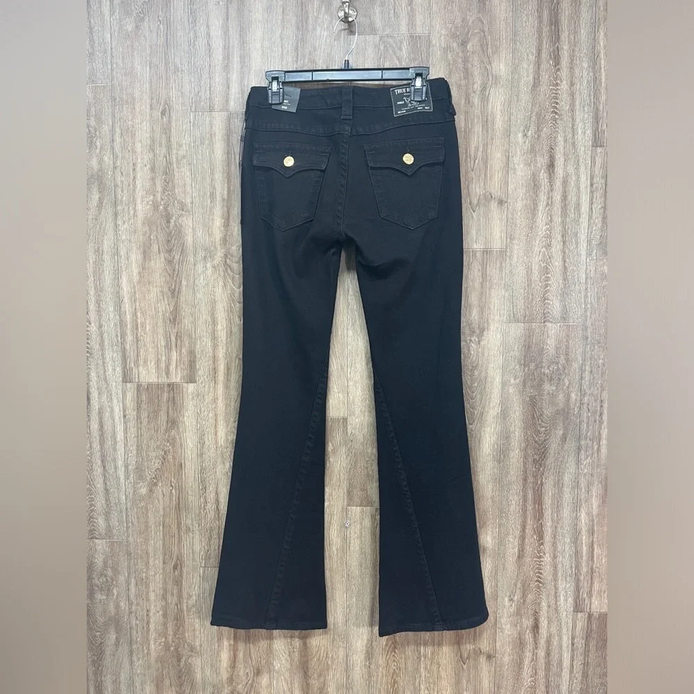 True Religion Joey Mid Rise Flare Black Jeans